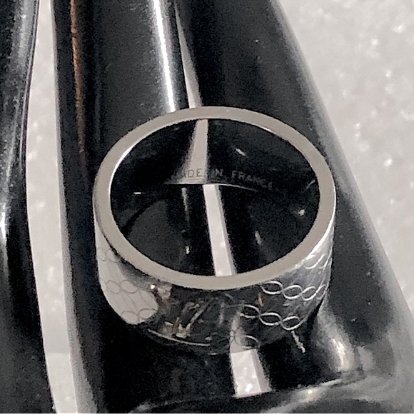 LOUIS VUITTON Cut Out Burg Champs Elysees Silver Plated Ring Unisex Sz L 10-1/4 - Picture 14 of 17